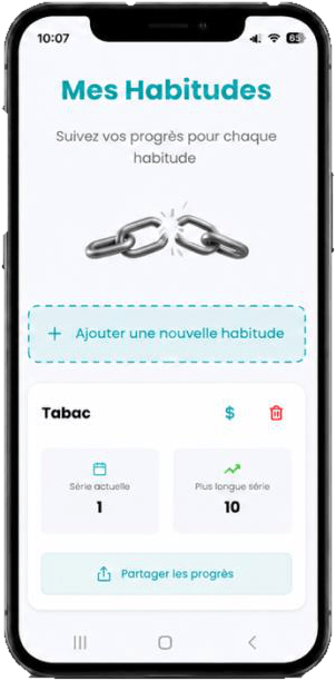 Amana app — habit tracker for quitting tobacco, with streaks and savings