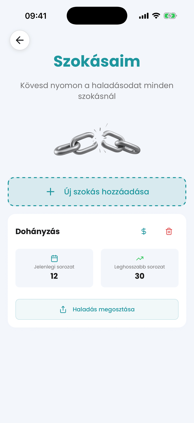 Amana alkalmazás – szokáskövető a dohányzásról való leszokáshoz, csíkokkal és megtakarításokkal