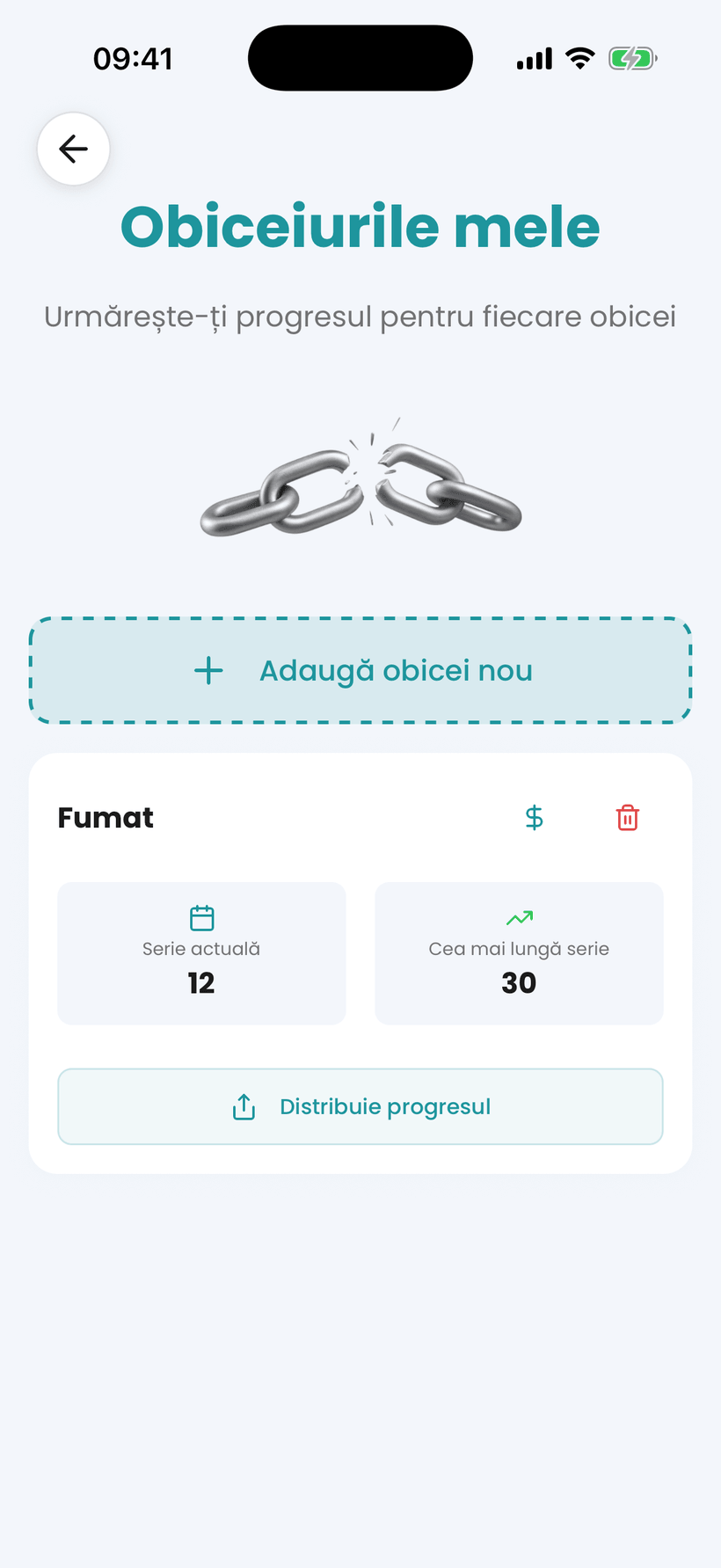 Aplicația Amana — instrument de urmărire a obiceiurilor pentru a renunța la tutun, cu linii și economii