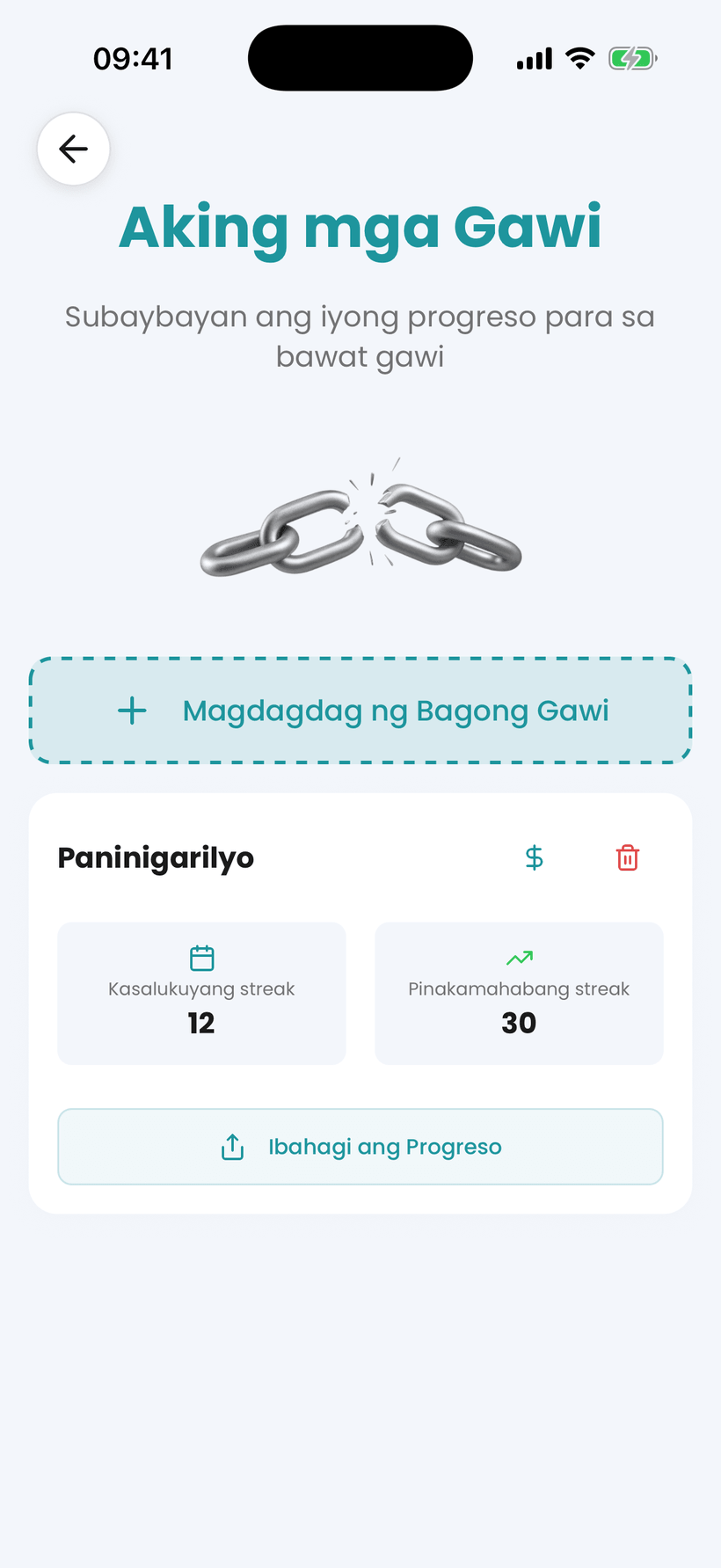 Amana app — habit tracker para sa pagtigil sa tabako, na may mga streak at matitipid